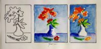 Etude florale / Aquarelle et encre / 50 x 30 