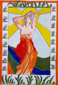 Femme soleil / Aquarelle et encre / 50 x 70 