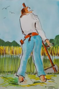 Le faucheur au travail 02 / Feutres aquarelle / 50 x 70