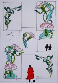 Etude florale: les liserons / Aquarelle et encre / 50 x 70 