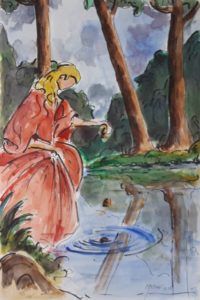 Les ronds dans l'eau / Aquarelle et encre / 50 x 70