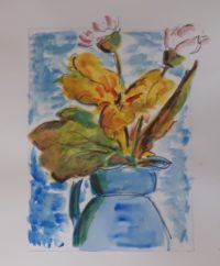 Pichet fleuri 02 / Aquarelle et encre / 50 x 70