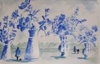 Le parc des vases 02 / Aquarelle et encre / 70 x 50