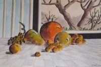 Nature morte aux fruits / Aquarelle et encre / 70 x 50