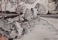 Les bosquets 02/ Aquarelle et encre / 70 x 50