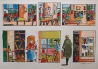 L'atelier Belle-Feuille / Aquarelle et encre / 70 x 50