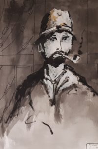 Le fumeur de pipe / Encre / 50 x 70
