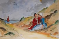 Douce rencontre / Aquarelle et encre / 70 x 50