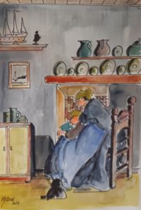 Informations inter génération / Aquarelle et encre / 50 x 70