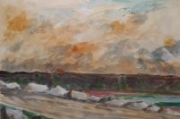 Balisage de pierres / Aquarelle et encre / 70 x 50