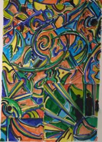 Effets de rosace / Aquarelle et encre / 50 x 70