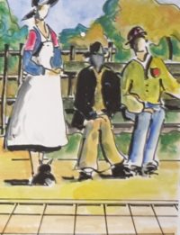 Réunion de copains / Aquarelle et encre / 50 x 70