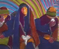 L'assistance en pleurs / Collage et acrylique / 70 x 50 