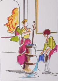 Le mannequin de style / Aquarelle et encre / 50 x 70