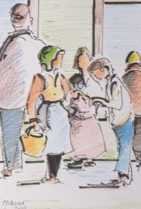 La quête des enfants / Aquarelle et encre / 50 x 70