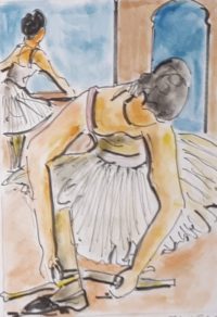 Un problème de chausson / Aquarelle et encre / 50 x 70