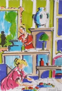 Toutes au travail ! / Aquarelle et encre / 50 x 70