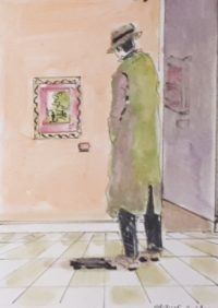 Un admirateur filiforme / Aquarelle et encre / 50 x 70