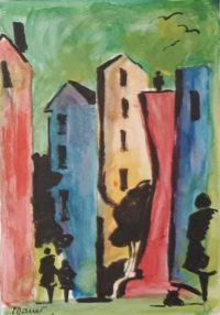 Ville hautaine / Aquarelle et encre / 50 x 70