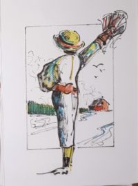 Ma chérie, j'arrive ! / Aquarelle et encre / 50 x 70