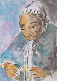 Un travail délicat / Aquarelle et encre / 50 x 70