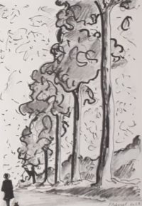 La sortie du compagnon à quatre pattes / Encre / 50 x 70