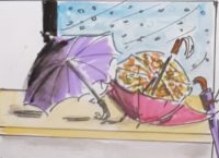 Nature aux parapluies 01 / Aquarelle et encre / 70 x 50