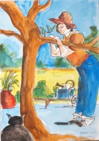 Vérification jardinière / Aquarelle et encre / 50 x 70