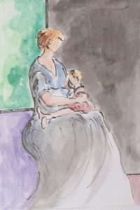 Maternité / Aquarelle et encre / 50 x 70