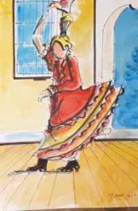 Espagnolade ! / Aquarelle et encre / 50 x 70 