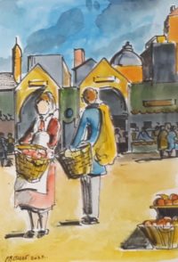 Où est notre stand ? / Aquarelle et encre / 50 x 70 