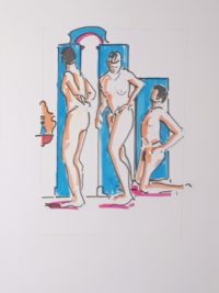 Nus en poses successives 02 / Aquarelle et encre / 50 x 70 