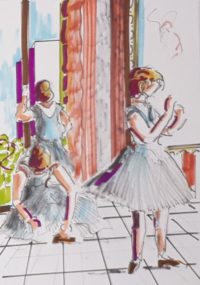 Préparation pour le ballet futur / Aquarelle et encre / 50 x 70 