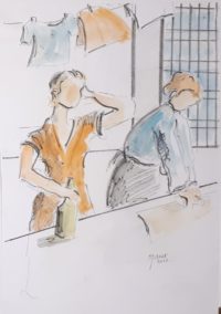 Un dur travail ! / Aquarelle et encre / 50 x 70 