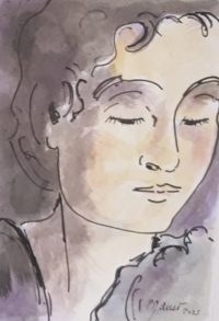 Visage délicat / Aquarelle et encre / 50 x 70 