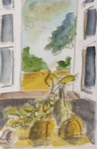 Nature aux fruits / Aquarelle et encre / 50 x 70 