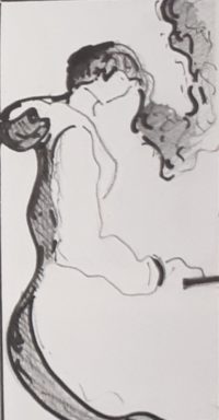 Silhouette en fumée / Encre / 30 x 50 