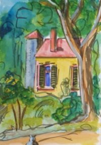 La maison forestière / Aquarelle et encre / 30 x 50 