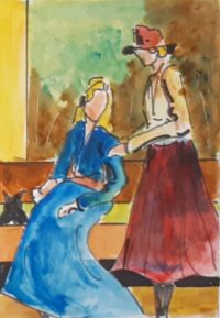 Duo d'amitié / Aquarelle et encre / 30 x 50