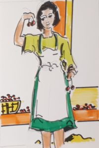 Une paire de cerises de plus / Aquarelle et encre / 30 x 50