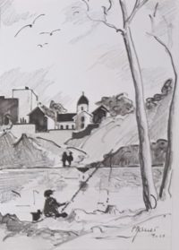 Un coin tranquille / Encre / 30 x 50