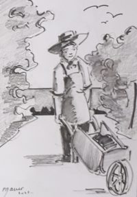 Jardinier au boulot / Encre / 30 x 50
