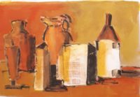 Nature morte aux pichets 01 / Acrylique et encre / 50 x 30