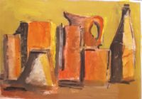 Nature morte aux pichets 02 / Acrylique et encre / 50 x 30