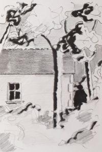 La remise du manoir / Encre / 30 x 50