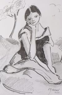 En pleine réflexion / Encre / 30 x 50