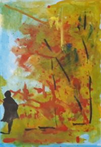 Solitude à l'orée / Aquarelle et encre / 30 x 50