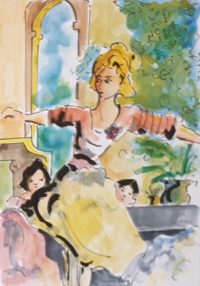 C'est la fête ! / Aquarelle et encre / 30 x 50