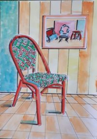 Une des chaises du salon / Aquarelle et encre / 30 x 50