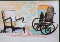 Un coin confortable / Aquarelle et encre / 50 x 30 